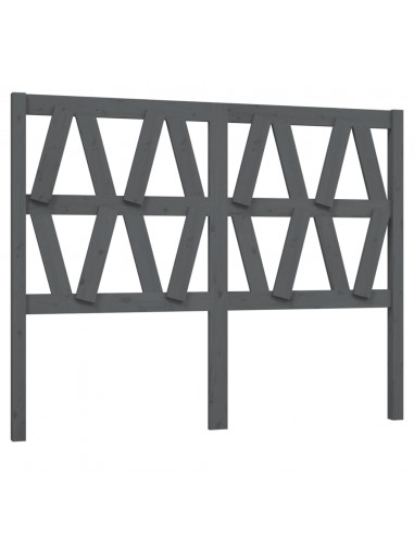 Testiera per Letto Grigia 126x4x100cm in Legno Massello di Pino