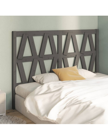 Testiera per Letto Grigia 126x4x100cm in Legno Massello di Pino