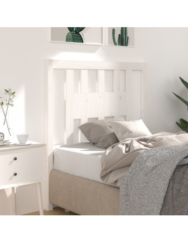 Testiera per Letto Bianca 96x4x100 cm in Legno Massello di Pino