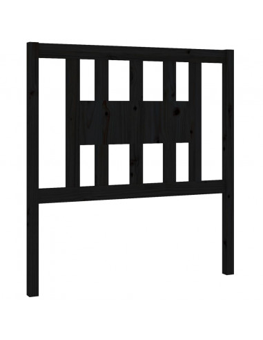 Testiera per Letto Nera 106x4x100 cm in Legno Massello di Pino