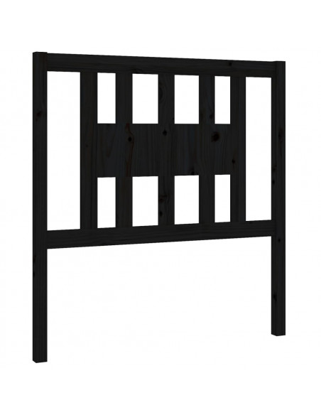 Testiera per Letto Nera 106x4x100 cm in Legno Massello di Pino