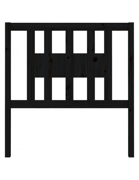 Testiera per Letto Nera 106x4x100 cm in Legno Massello di Pino