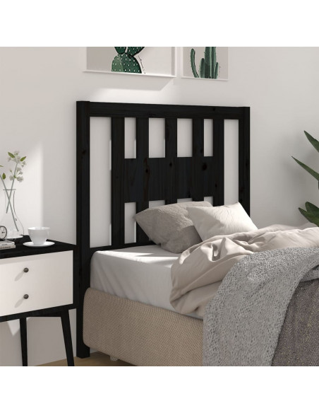 Testiera per Letto Nera 106x4x100 cm in Legno Massello di Pino
