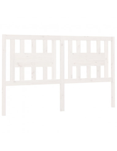 Testiera per Letto Bianca 126x4x100cm in Legno Massello di Pino