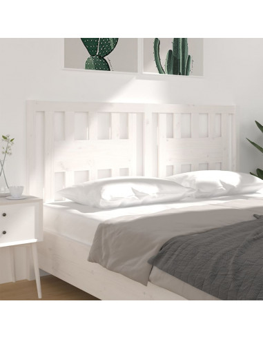 Testiera per Letto Bianca 126x4x100cm in Legno Massello di Pino