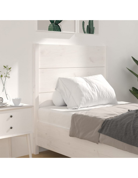 Testiera per Letto Bianca 81x4x100 cm in Legno Massello di Pino