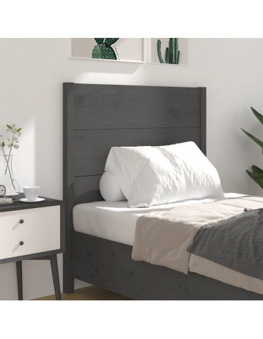 Testiera per Letto Grigia 96x4x100 cm in Legno Massello di Pino