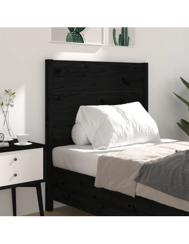 Testiera per Letto Nera 96x4x100 cm in Legno Massello di Pino