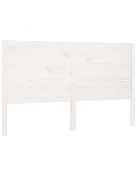 Testiera per Letto Bianca 126x4x100cm in Legno Massello di Pino