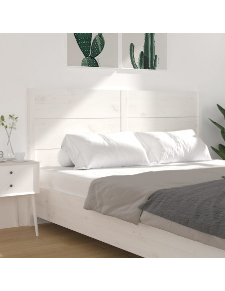 Testiera per Letto Bianca 126x4x100cm in Legno Massello di Pino
