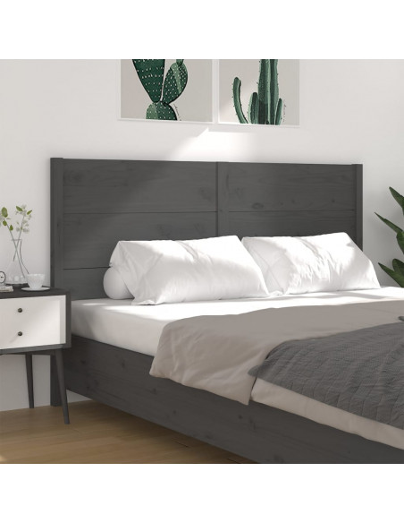 Testiera per Letto Grigia 126x4x100cm in Legno Massello di Pino