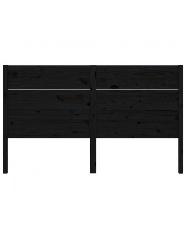 Testiera per Letto Nera 126x4x100 cm in Legno Massello di Pino