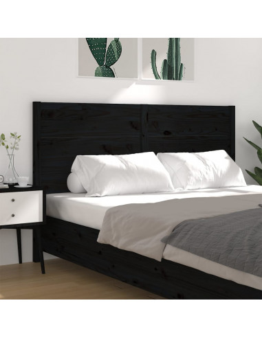 Testiera per Letto Nera 126x4x100 cm in Legno Massello di Pino