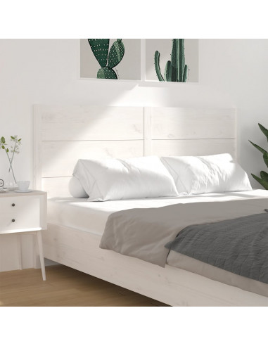 Testiera per Letto Bianca 206x4x100 cm Legno Massello di Pino