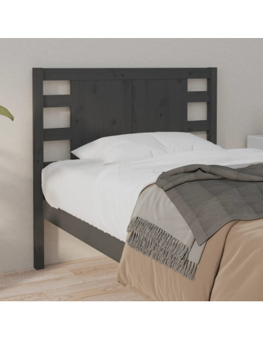 Testiera per Letto Grigia 96x4x100 cm in Legno Massello di Pino