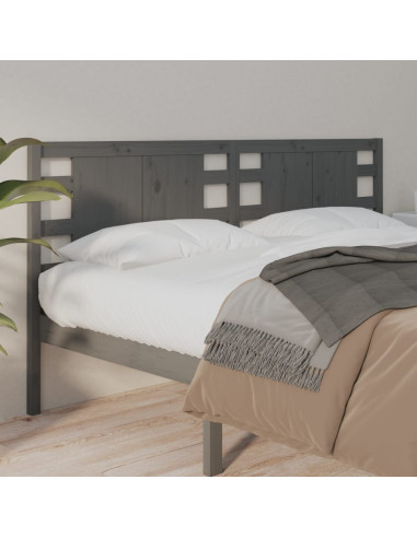 Testiera per Letto Grigia 126x4x100cm in Legno Massello di Pino