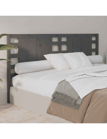 Testiera per Letto Grigia 146x4x100cm in Legno Massello di Pino