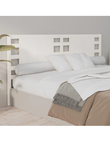 Testiera per Letto Bianca 156x4x100cm in Legno Massello di Pino