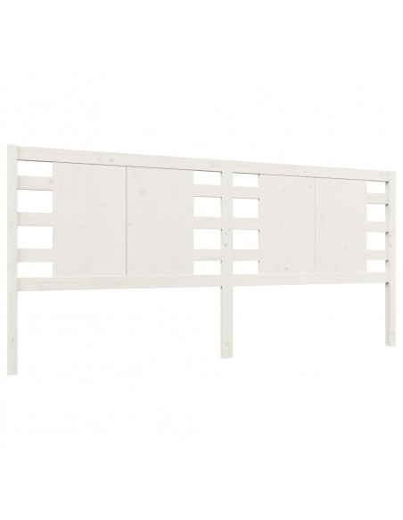 Testiera per Letto Bianca 206x4x100 cm Legno Massello di Pino