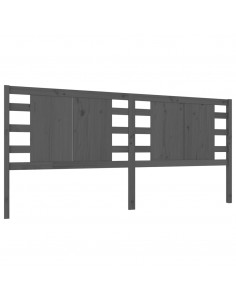 Testiera per Letto Grigia 206x4x100cm in Legno Massello di Pino 2