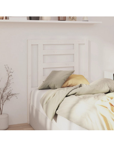 Testiera per Letto Bianca 81x4x100 cm in Legno Massello di Pino