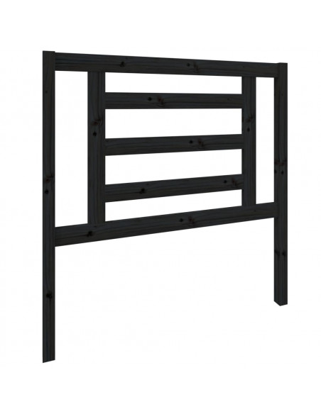 Testiera per Letto Nera 96x4x100 cm in Legno Massello di Pino