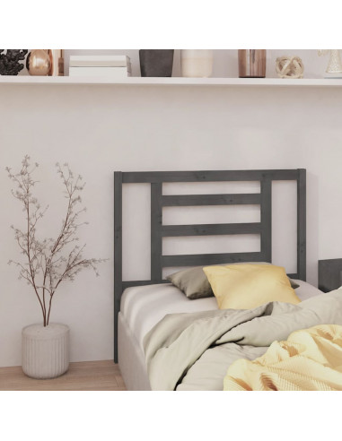 Testiera per Letto Grigia 106x4x100cm in Legno Massello di Pino