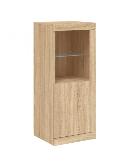 Credenze con Luci LED 3 pz Rovere Sonoma in Legno Multistrato