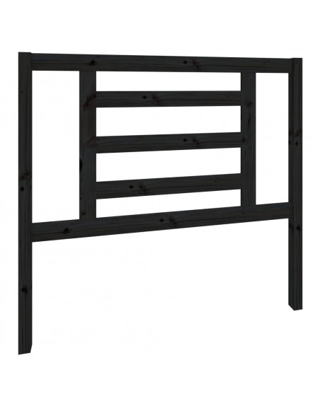 Testiera per Letto Nera 106x4x100 cm in Legno Massello di Pino