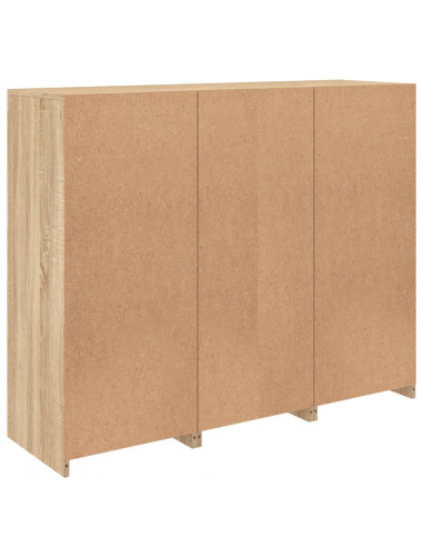 Credenze con Luci LED 3 pz Rovere Sonoma in Legno Multistrato