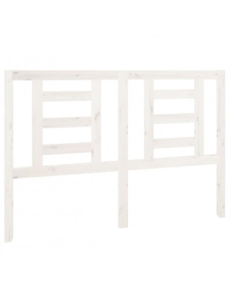 Testiera per Letto Bianca 141x4x100cm in Legno Massello di Pino