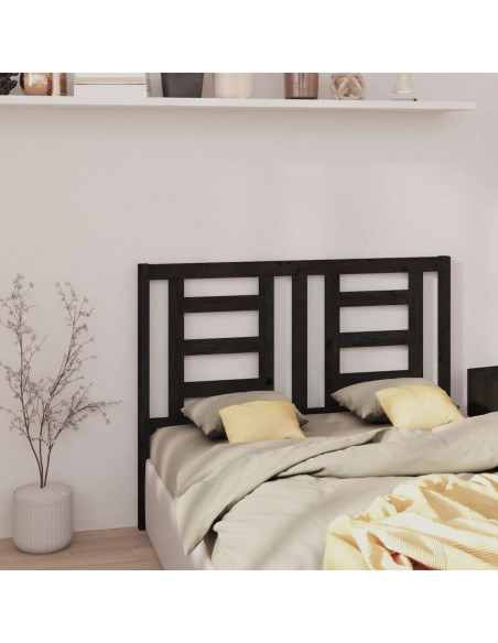 Testiera per Letto Nera 141x4x100 cm in Legno Massello di Pino