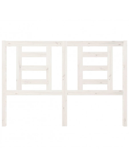 Testiera per Letto Bianca 146x4x100cm in Legno Massello di Pino
