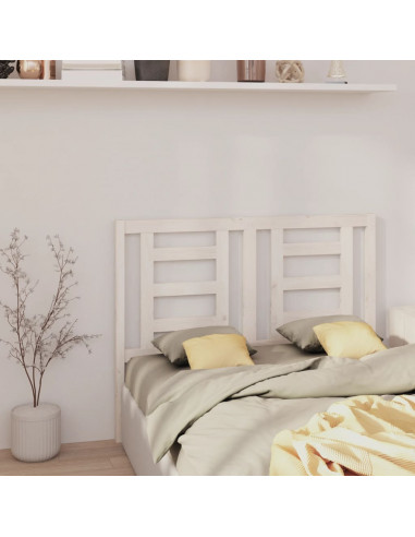 Testiera per Letto Bianca 146x4x100cm in Legno Massello di Pino