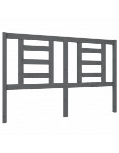 Testiera per Letto Grigia 146x4x100cm in Legno Massello di Pino 2
