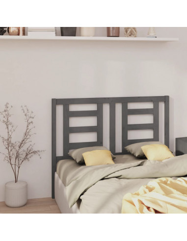 Testiera per Letto Grigia 146x4x100cm in Legno Massello di Pino