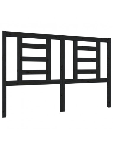 Testiera per Letto Nera 146x4x100 cm in Legno Massello di Pino