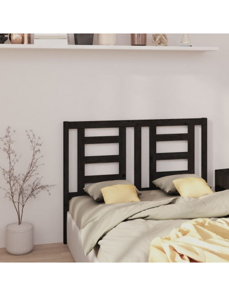Testiera per Letto Nera 146x4x100 cm in Legno Massello di Pino