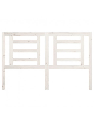 Testiera per Letto Bianca 156x4x100cm in Legno Massello di Pino