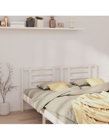 Testiera per Letto Bianca 156x4x100cm in Legno Massello di Pino