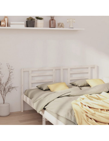 Testiera per Letto Bianca 166x4x100cm in Legno Massello di Pino