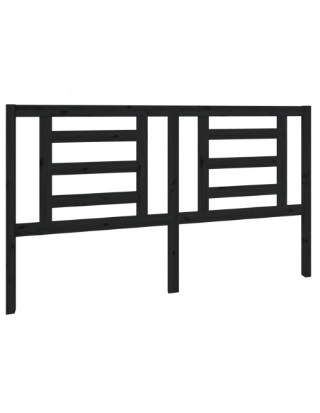 Testiera per Letto Nera 166x4x100 cm in Legno Massello di Pino