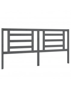 Testiera per Letto Grigia 186x4x100cm in Legno Massello di Pino 2