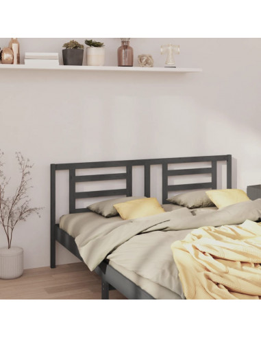 Testiera per Letto Grigia 186x4x100cm in Legno Massello di Pino
