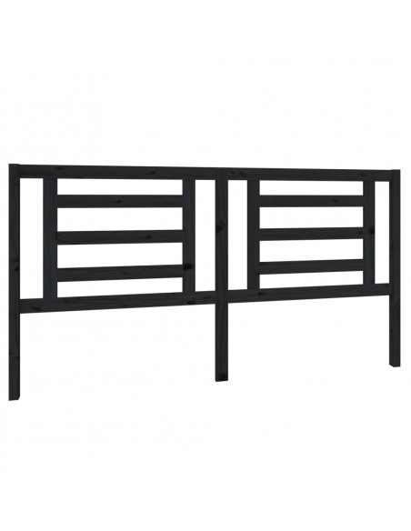 Testiera per Letto Nera 186x4x100 cm in Legno Massello di Pino