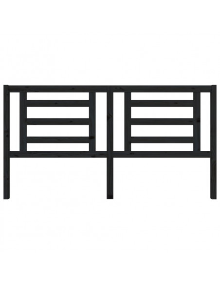 Testiera per Letto Nera 186x4x100 cm in Legno Massello di Pino