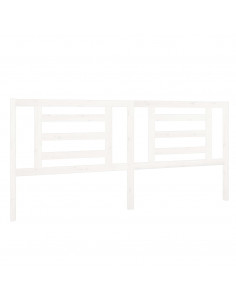 Testiera per Letto Bianca 206x4x100cm in Legno Massello di Pino 2