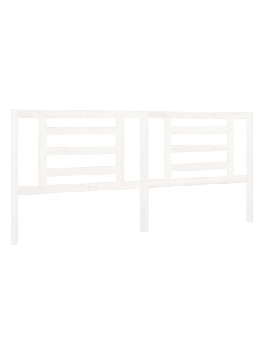 Testiera per Letto Bianca 206x4x100cm in Legno Massello di Pino