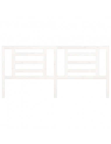 Testiera per Letto Bianca 206x4x100cm in Legno Massello di Pino