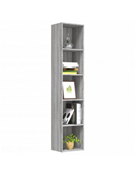 Libreria Grigio Sonoma 40x30x189 cm in Legno Multistrato